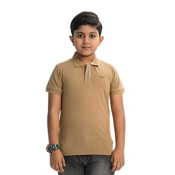 Kids Polo Shirt - Brown Pique Short Sleeve Polo
