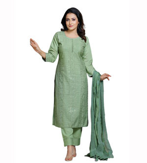 Embroidered Stitched Cotton Shalwar Kameez