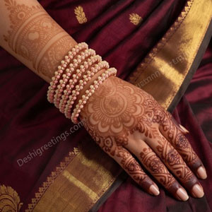 Pink Blossom Rose Gold Beaded Bangle Set 4 pcs