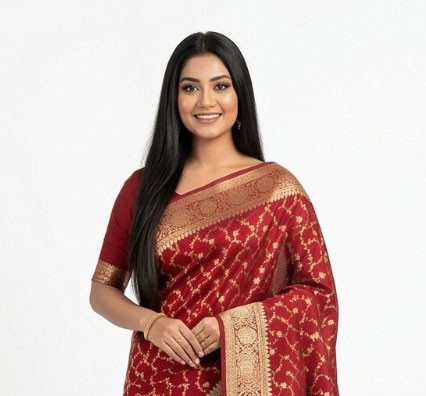 Exquisite Maroon Banarasi Silk Sharee with Gold Zari Jaal