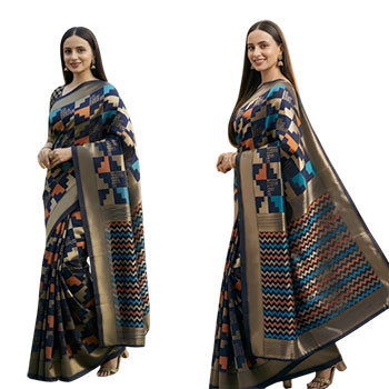 Blue Color Exclusive Luxury Stylish Glorious Design Sharee