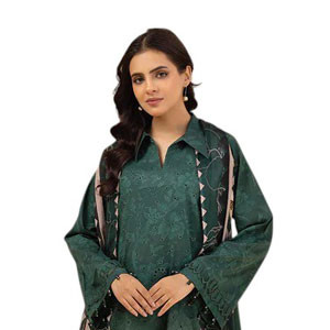 Pakistani Embroidered Printed Unstitched Lawn 3pcs- (2)