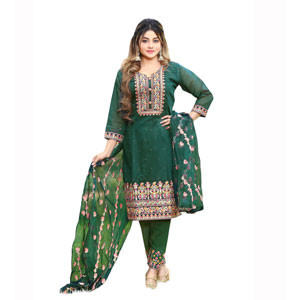 Embroidered Stitched Silk Salwar Kameez For Women