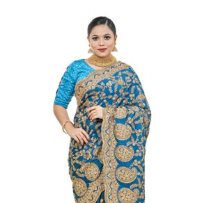 Sophisticated Splendor: Italian Crape Silk Embroidered Saree