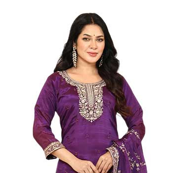 Shalwar Kameez -  Embroidery premium Silk 3-Piece-01