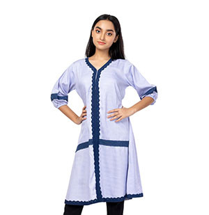 Girls Kids -  Light Orchid Textured Mixed Cotton Frock