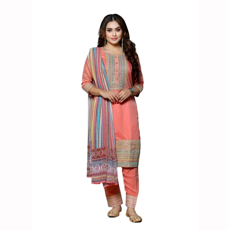 Exquisite Embroidered Silk Shalwar Kameez For Women