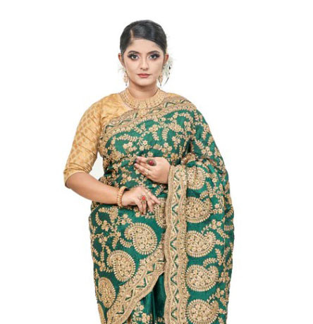 Sophistication Unveiled: Italian Crape Silk Embroidered Saree