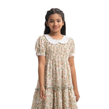 Kids Frocks - Printed Georgette Tiered Patterned Frock