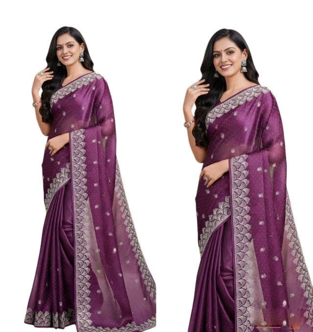 Premium embroidered silk sharee-09