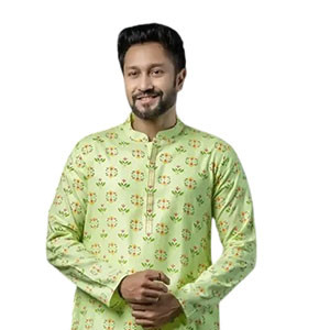 Men’s Panjabi - Cotton Panjabi features Screenprint & Handwork