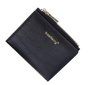 Baellerry Branded Crocodile Pattern Zipper Pocket Vertical Wallet for Mens