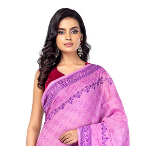 Sharee -Purple Printed Cotton Sharee