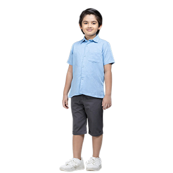 Shirt Pant Set -  Light Blue Textured Cotton Shirt Pant Set