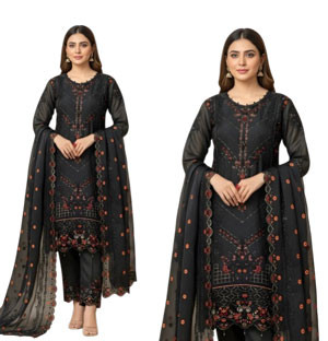 Women Dress - Georgette Embroidered Party Dress-01