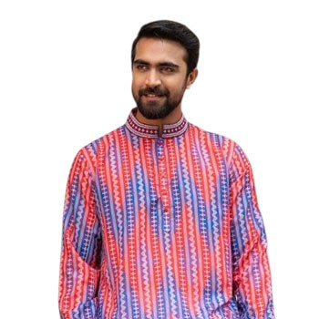 Off white embroidered andi cotton koli cut Panjabi