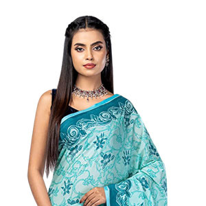 Mint Green Printed Cotton Sharee