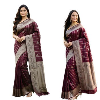 Maroon Color Glorious Printed Silk Sharee