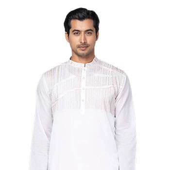 White Embroidered Addi Cotton Panjabi