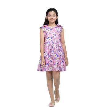 Baby Girls - Pink Printed Cotton Frock