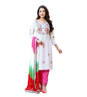 Exquisite Embroidered Silk Shalwar Kame For Women