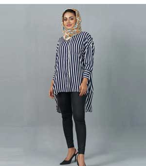 Nautical Chic: Navy and White Ladies Shirt