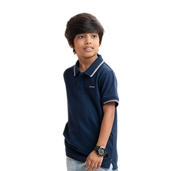 Kids Polo Shirt - Navy Blue Pique Short Sleeve Polo
