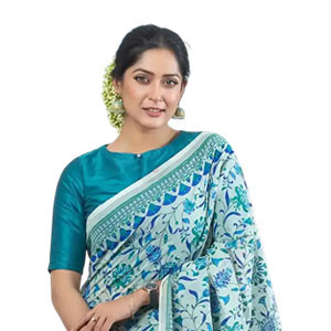 Print & Hand-Work Cotton Sharee