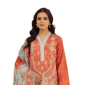 Pakistani Embroidered Printed Unstitched Lawn 3pcs- (3)