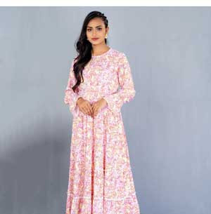 Pink and Yellow Ladies Dress: Radiant Elegance