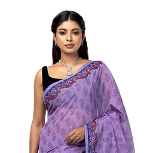 Sharee - Light Purple Printed Cotton Sharee