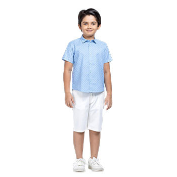 Shirt Pant Set -  Sky Blue Printed Cotton Shirt Pant Set