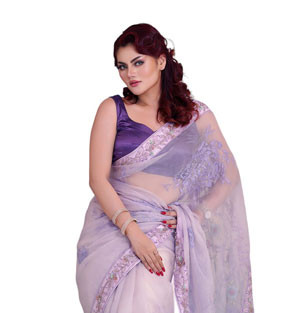 Light purple Embroidered Sharee For Women