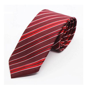 Red Striped Men Premium Embroidery Cotton Silk Neck Tie
