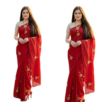 Red Color Exclusive Luxury Stylish Glorious Design Sharee
