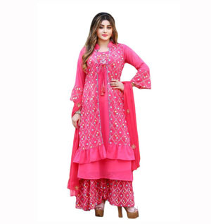 Embroidered Stitched Georgette Shalwar Kameez For Women