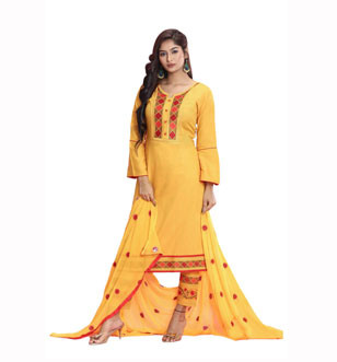Embroidered Stitched Georgette Salwar Kameez Set For Women