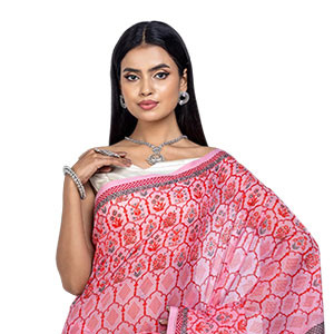Pink Printed Cotton Sharee