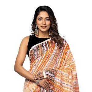 Sharee - Light Beige Printed Cotton Saree