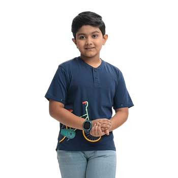 Kids T-shirt - Navy Blue Jersey Henley T-shirt