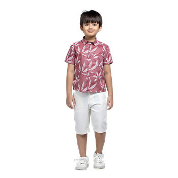 Shirt Pant Set -  Dusty Pink Printed Cotton Shirt Pant Set