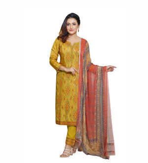 Embroidered Stitched Silk Salwar Kameez