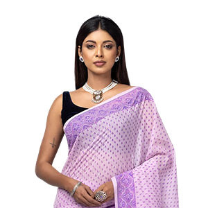 Sharee -Light Pink Printed Cotton Sharee