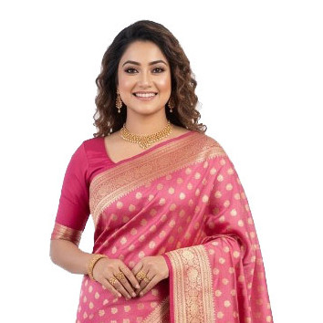 Rani Pink Banarasi Silk Sharee with Golden Zari Work