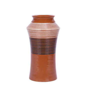 Ceramic Showpiece  -  Brown Double-Fired & Glazed Clay Flower Vase -Big