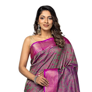 Sharee -  Purple/Green Dual Tone Sirajganj Blended Silk Opera Sharee