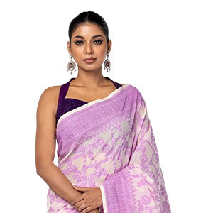 Sharee - Off White Sirajganj Cotton Opera Sharee