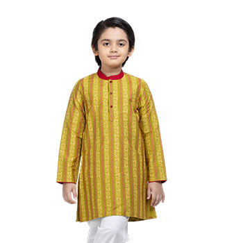 Shalwar Kameez  -Olive Printed Joysree Silk Panjabi
