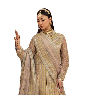 Opulent Embroidered Semi-Stitched Luxury 3-Piece Set For Women