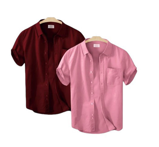 Men's Half Sleeve Solid Colour Double Shirts